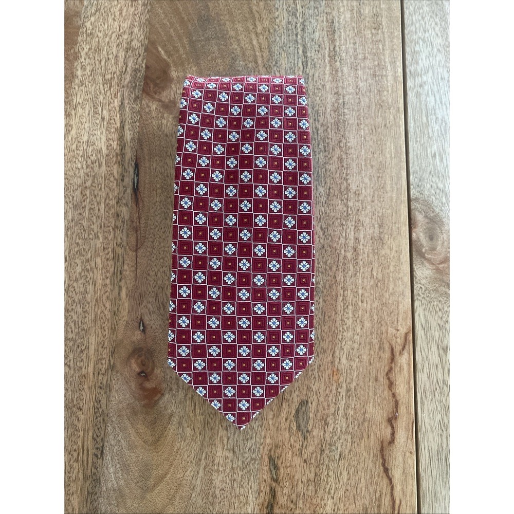 Jos A Bank NWT Silk Tie Red Geometric Print